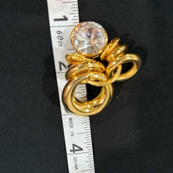 Vintage Gold and Crystal Loop Cluster Earrings - Picture 6 of 6